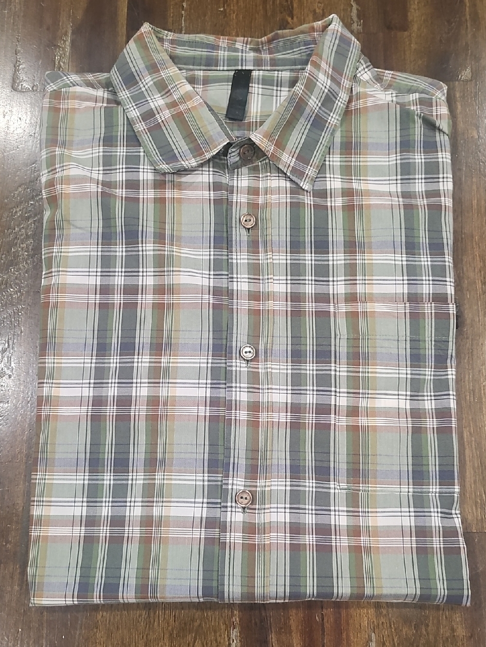 RVCA Green and Brown Plaid Button Down Shirt